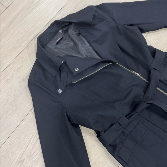 Tahari Black Belted Trench Coat - Picture 4 of 10